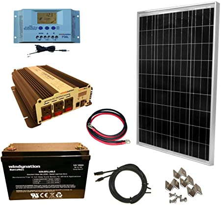 WindyNation 100 Watt Solar Panel Kit (with Battery)