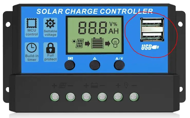 solar charge controller USB plug
