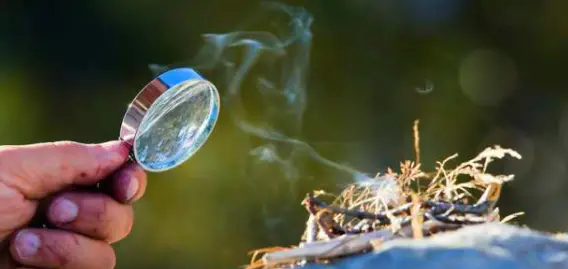 magnifying glass to start a fire